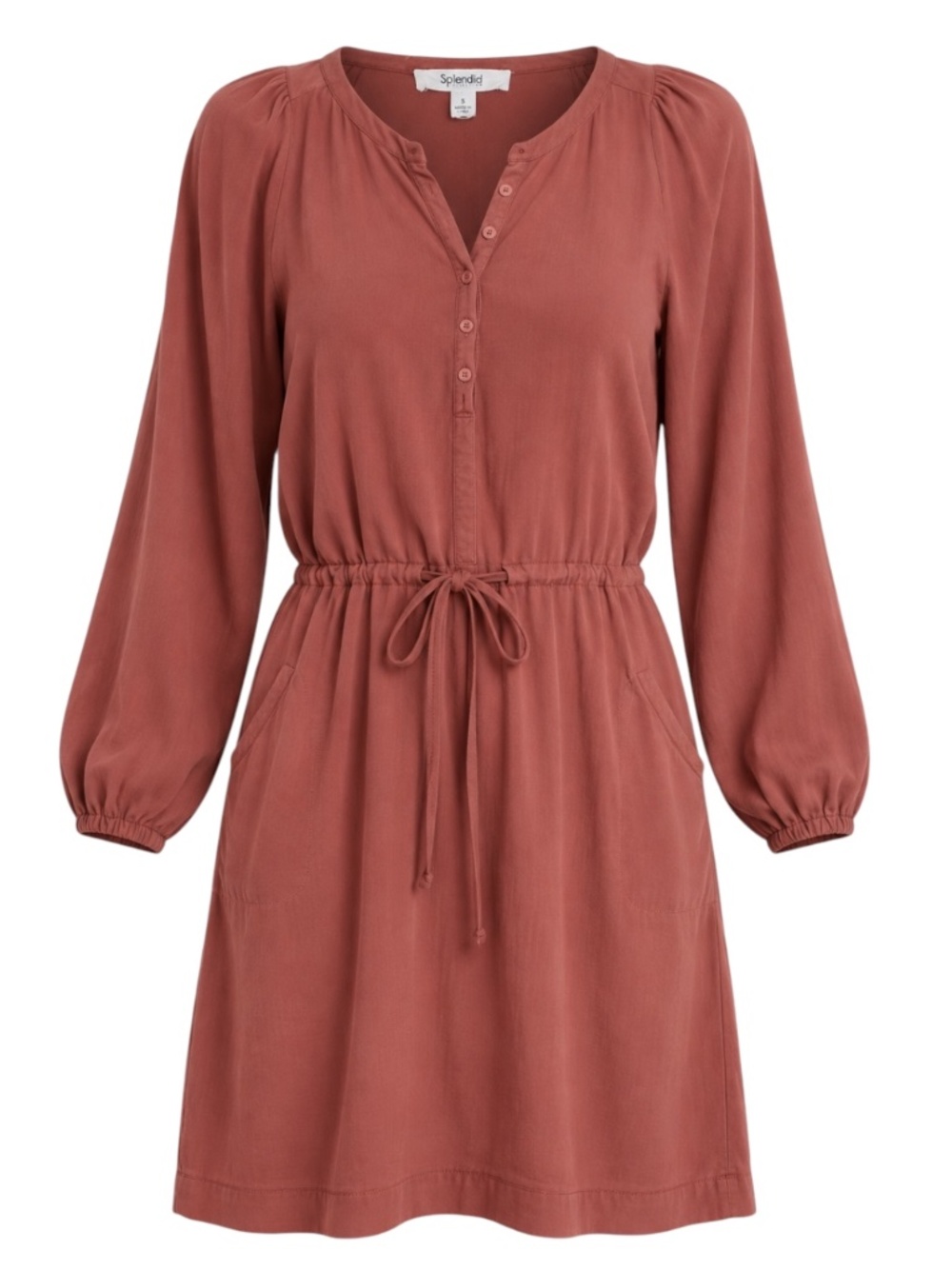 Splendid Sutton Penny Drawstring Waist Long Sleeve Mini Dress Size S NWOT